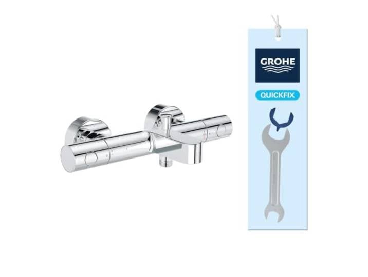GROHE Mitigeur thermostatique bain douche Precision Get\, montage mural\, indicateur de température\, filtres intégrés\, poignées métalliques\, rosaces incluses\, chromé\, 34774000 (Import Allemagne)
