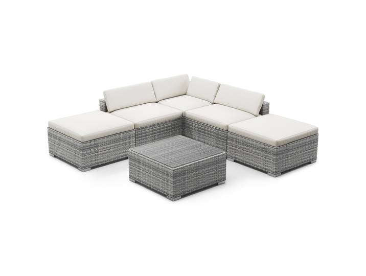 Rattanlounge TEXAS grau/weiss