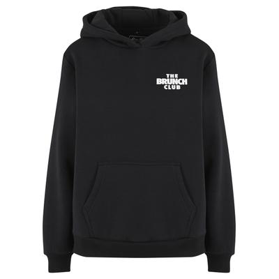 Kapuzensweatshirt MISS TEE "Miss Tee The Brunch Club Ladies Fluffy Hoody", Damen, Gr. XS, schwarz, 70% Baumwolle, 30% Polyester, bedruckt, Rundhals, Sweatshirts