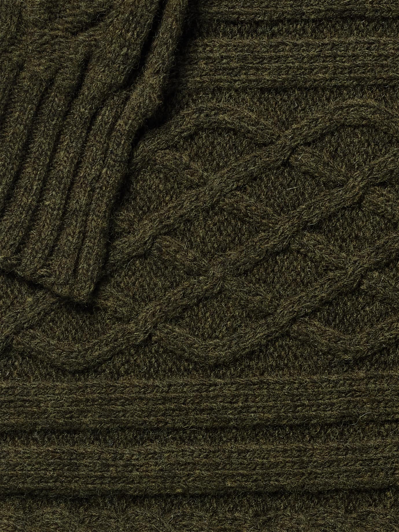 Walbusch Aran-Schal, , Farbe Grün, 01, feine Wollmischung aufwendiges Aran-Muster Herren