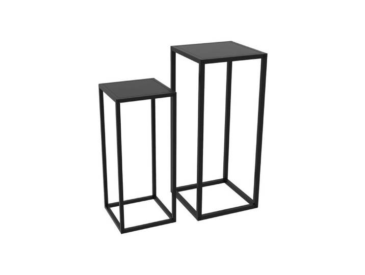 Supports plantes tabourets plantes avec pieds en acier support fleurs pour jardin balcon lot de 2 black PORTE-PLANTE