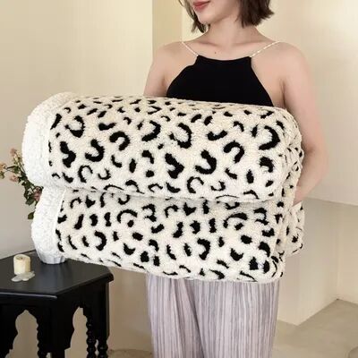 Shop Station Luxury Leopard Print Blanket Soft Lambswool Throw Blanket For Sofa, Bed & Cozy All Season Comfort orange 27.56 39.37 In