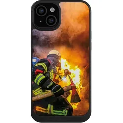 Nivocase Hülle für Apple iPhone 15 Plus Handyhülle NIVOcore Case Schwarz Feuer Feuerwehr Lebensretter (Apple iPhone 15 Plus), Smartphone Hülle, Schwarz