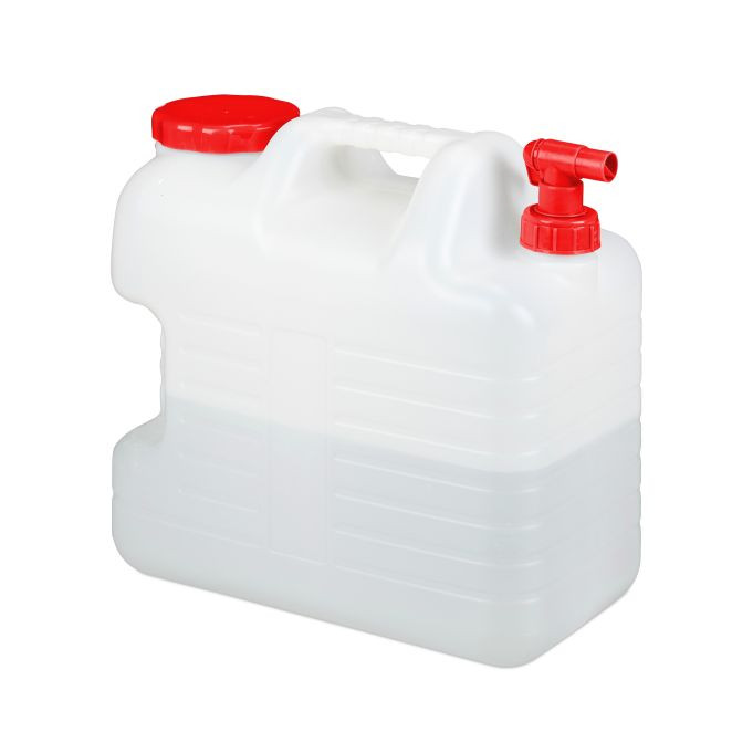 Relaxdays Jerrycan met kraan en schroefdop, wit-rood