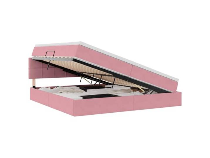 KKgypkn Samtbett mit Matratze 200x200 cm Rosa, Aufbewahrungsbett mit Hebesystem, Stauraumbett mit hydraulischem Lift, modernes Polsterbett mit samtiger Oberfläche