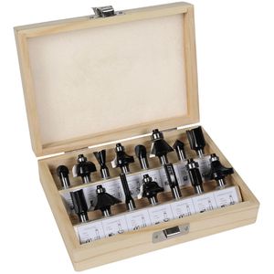 Einhell Fräser 49757291, 8mm, 15-teiliges Set, mit Holzkassette, für Holz