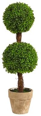 Nearly Natural "2.5' Boxwood Double Ball Topiary Artificial Tree (Indoor/Outdoor) - 6"""
