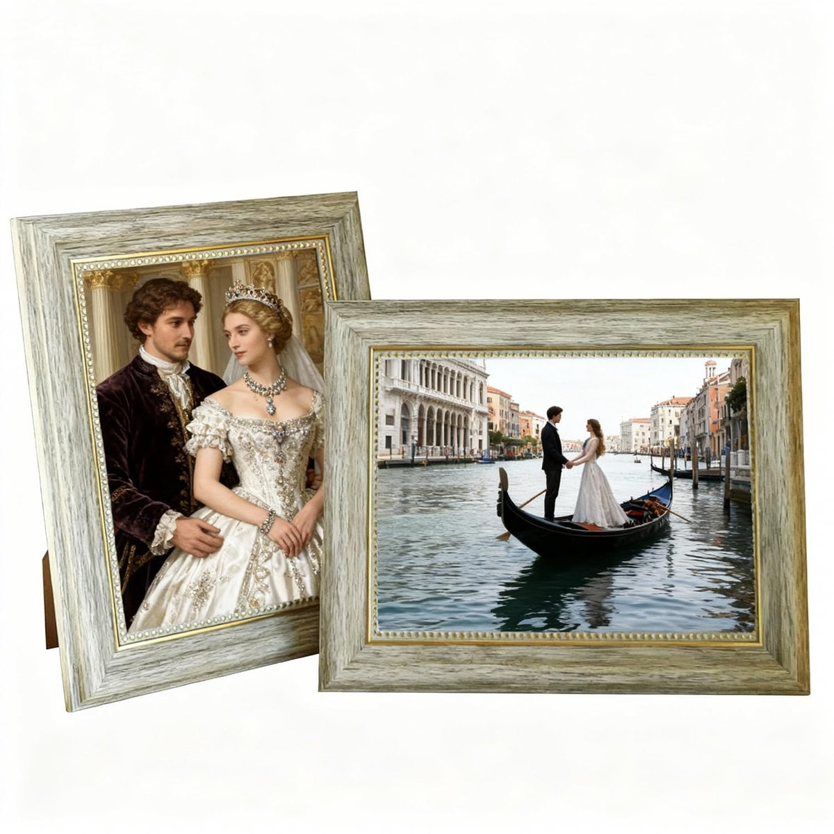 Set van antieke fotolijsten in rustieke stijl voor tafelblad of wandmontage, 15 x 7 inch