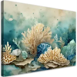 WANDBILD meer korallen seestern türkis