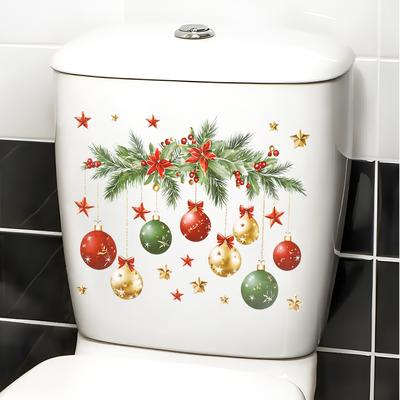 Discount Dollar Deals Christmas Snowman Toilet Sticker, Merry Christmas Party Decoration, Xmas Bathroom Decor, New Year Gift style 1