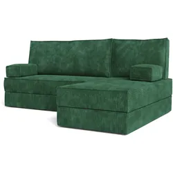ECKSOFA NOTIA modulares Boneless Sofa mit Schlaffunktion Grün Cordstoff