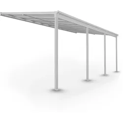 Juskys Terrassendach Borneo 6x3 m Aluminium mit Doppelstegplatten Terrassenüberdachung Weiß