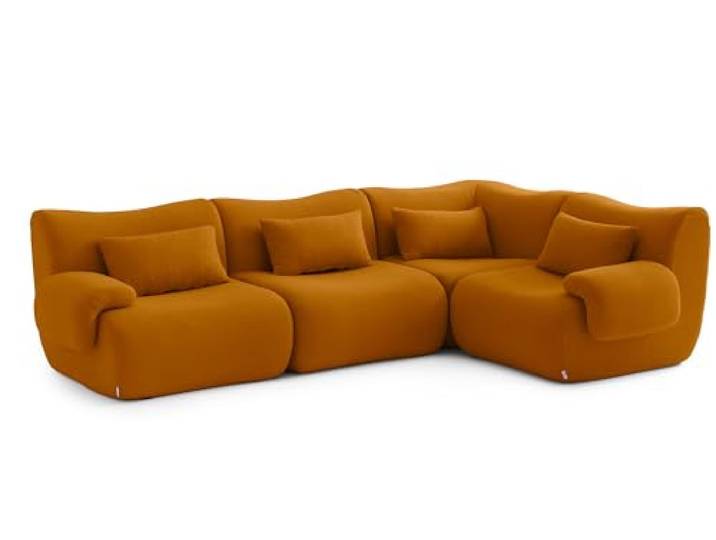 MILYsofa Modulares Ecksofa, 4-Sitzer, Bouclé-Bezug Zimtbraun, Abnehmbare Kissenbezüge (Zimtbraun, 4-Sitzer)