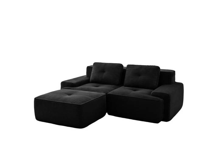 Canapé Modulaire Avec Pouf Ottoman Canapé Deux Places En Velours Sans Installation Noir