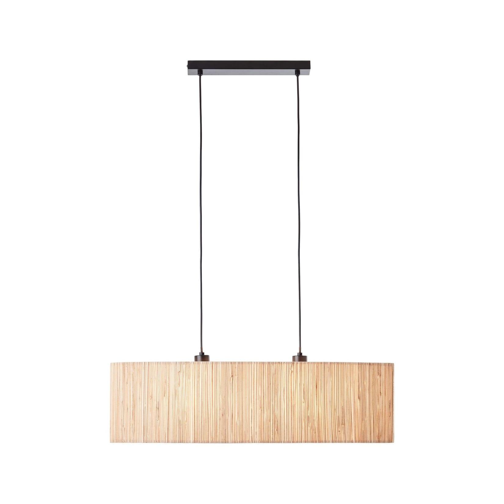 BRILLIANT Lampe, Wimea Pendelleuchte 2flg schwarz/natur, 2x A60, E27, 52W, Kabel kürzbar / in der Höhe einstellbar