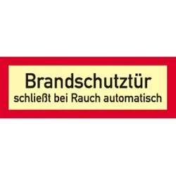 Aufkleber Brandschutztür schließt bei Rauch automatisch, Folie, nachl.,160-mcd, 297x105 mm