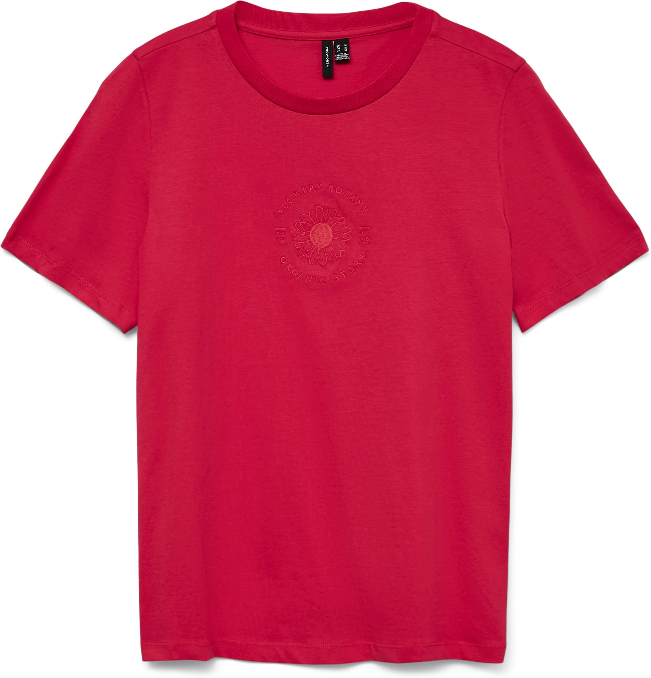 Kurzarmshirt VERO MODA "VMULLA PAULINA SS TOP BOX JRS", Damen, Gr. M, rot (jazzy print:flowery boatany), Jersey, Obermaterial: 100% Baumwolle, bedruckt, normal normal, Rundhals, Shirts Kurzarmshirt, mit Print jazzy print:flowery boatany M