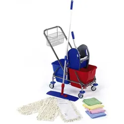 Floorstar FCK M SOLID 50 cm Reinigungswagen im SET komplette Austattung zur Reinigung, SOLID Serie verchromt
