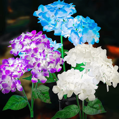 Inspire Curations Solar Hydrangea Flower Light LED Outdoor Garden Stake Lamp white pink