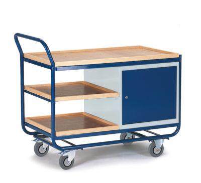 Montagewagen mit 3 Etagen und Stahlschrank, mit Feststeller