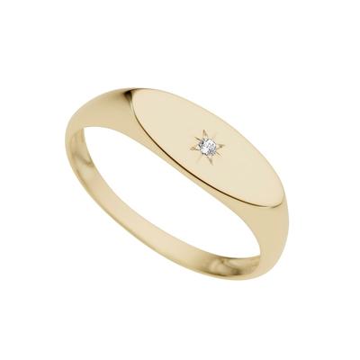 Diamantring FIRETTI "Schmuck Geschenk Gold 333 Damenring Goldring Siegelring Diamant" Gr. 19, gold (gelbgoldfarben), Fingerringe, Damen, 19, 0,01 P2 = erkennbare Einschlüsse, Diamanten Gelbgold 333, 2mm, Diamanten, Gelbgold 333, Diamantring, mit...