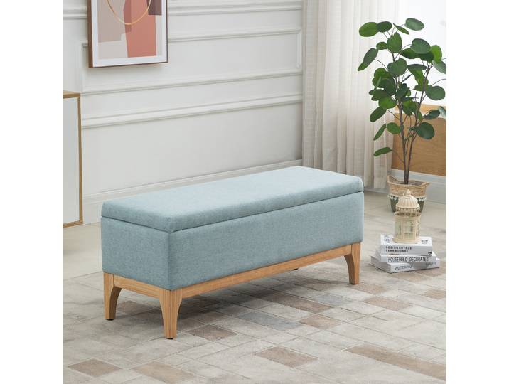 Banquette Coffre Rangement Tissu Vert d'Eau
