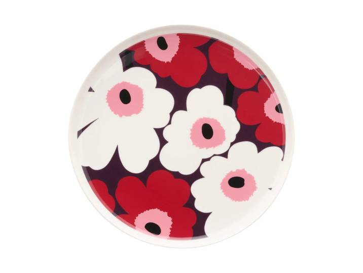 Marimekko Assiette Unikko Ø25 cm White-plum-cranberry-pink