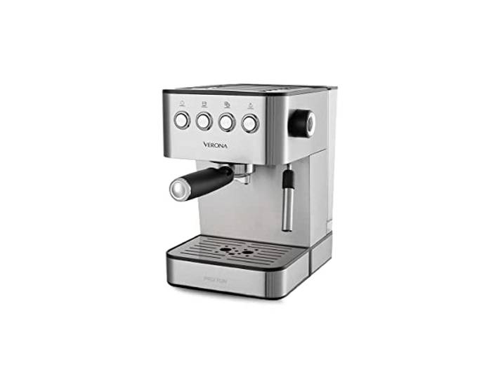 PRIXTON - Verona Espressomaschine -Druck 20 bar - Leistung 850W - Siebträger mit Doppelauslauf für 2 Kaffees - Integrierter Dampfgarer zum Erhitzen und Aufschäumen - Rostfreier Stahl