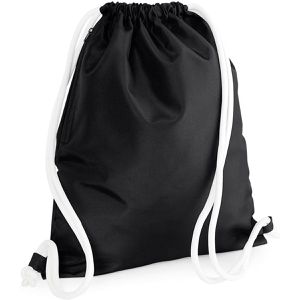 BagBase Turnbeutel Icon BG110, black, wasserabweisend, mit Kordelzug, aus Polyester, zum Bemalen, 15 Liter, 48 cm