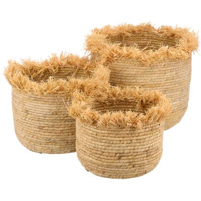 Dekokorb CREATIV HOME "Korb", braun, B:24cm H:20cm T:24cm, Maisgeflecht, Aufbewahrungsboxen, mit Farbakzent