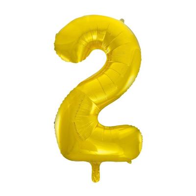Folienballon Zahl 2 gold