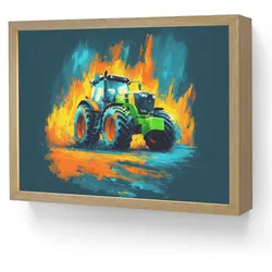 NACHTTISCHLAMPE MIT AKKU Abstrakt - Traktor - Grün 40x30 cm