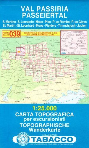 TABACCO - Passeiertal: Wanderkarte Tabacco 039. 1:25000 (Cartes Topograh) - Preis vom 16.10.2026 11:41:07 h