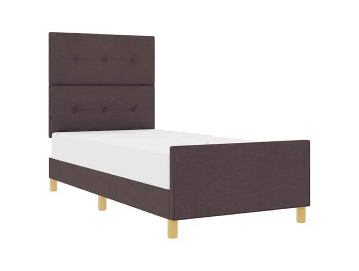 vidaXL Bettgestell mit Kopfteil Dunkelbraun 100 x 200 cm Stoff Moderner Look mit Knopfheftung für eine schicke Atmosphäre, Aus stabilem Naturholz gefertigt, Ideal für einen einfachen