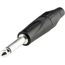 Amphenol Klinke (6,3mm), 2-pol , Metall-, Löttechnik-Kabelstecker, vernickelte(r) Kontakt(e), gerade, schwarz
