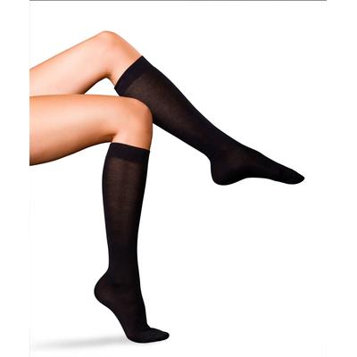 Kniestrümpfe FALKE "No. 1 Finest Cashmere", Damen, Gr. 37-38, Sockengröße, schwarz (schwarz (3009)), Socken Kniestrümpfe