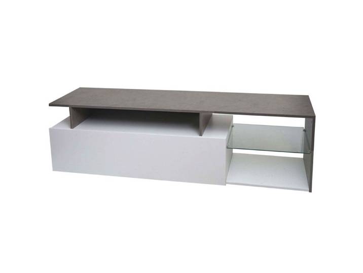 Rack TV HWC-L35 - Lowboard Table TV Sideboard Armoire TV Commode - bois 47x170x40cm Compartiment de rangement - aspect béton bla
