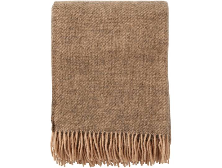 Wolldecke HEITMANN FELLE Wool , braun (beige), B:130cm L:200cm, Wolle, Wohndecken, Wolldecke, reine Wolle, 130x200 cm, mit Fransen, kariert oder uni, Wohnzimmer