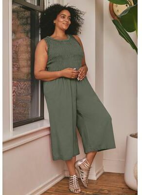 Plus Size Women's Annabelle Sleeveless Jumpsuit by Avenue in Olive Green (Size 34/36)