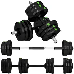 SPORTNOW 2-in-1 Hantel Set, 20 kg verstellbar Dumbbell Set mit 12 Hantelscheiben Schwarz