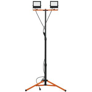 Virone Baustrahler FL-13 LED, Netzbetrieb mit 2 m Kabel, IP65 Strahlwasserschutz, mit Stativ, 200 Watt, 16.000 Lumen