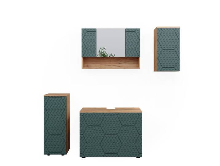 Meubles bain Irma 4 pièces Vert/Chêne doré Vicco 47201
