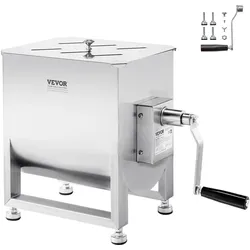 VEVOR manueller Fleischmischer Fleischverarbeitungsgerät (maximales Mischen von 13,6 kg Fleisch), Fleischmischer aus Edelstahl, Wurstmischer mit Untersetzungsgetriebe, Handmixer für Hackfleisch