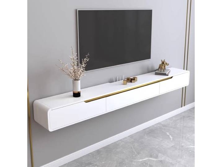 Ptasccne tv Schrank Schwebender TV-Ständer, wandmontierte Medienkonsole mit Schwebender Entertainment-Center-TV-Schrank mit 3 Schubladen for zu Hause
