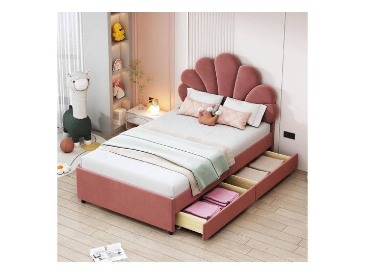 LuxusKollektion Polsterbett Polsterbett Kinderbett Bohnenpaste Rot 90x200