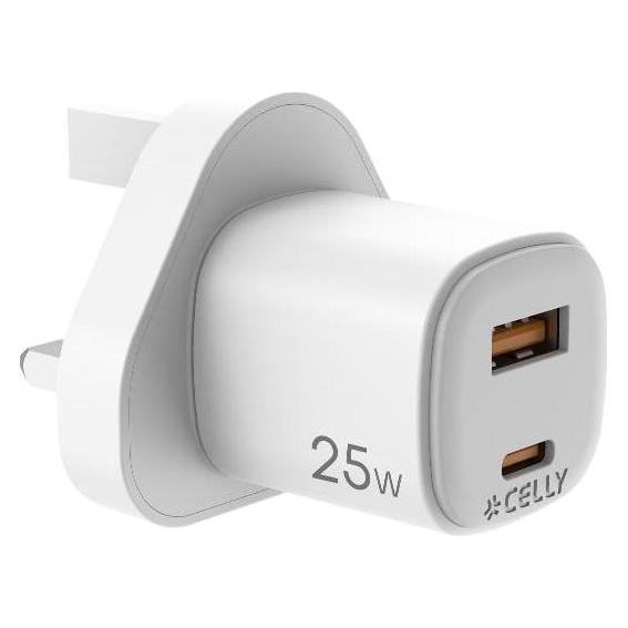 Celly GaN Netzladegerät 25W mit USB-C und (25 W, 2 Ports) (UPTC1A1C25WUK)