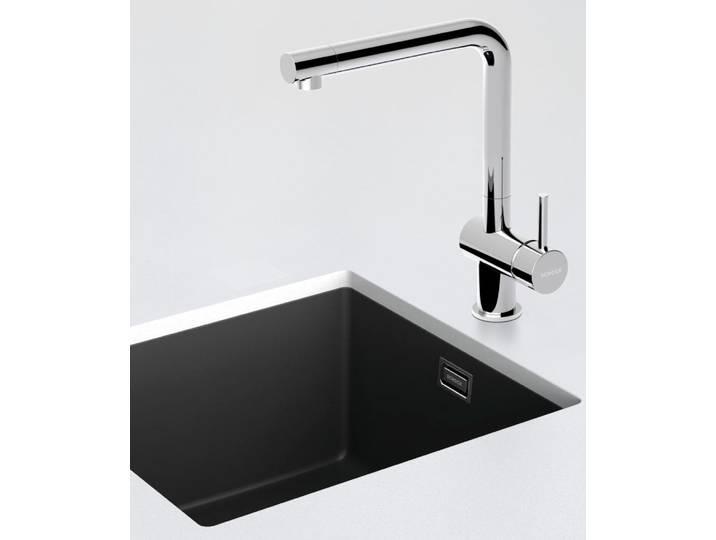 Küchenarmatur SCHOCK Epos , schwarz (puro), B:21,2cm H:31cm Ø:5cm, Messing, Armaturen, Küchenarmatur, Niederdruck, Festauslauf, Schwenkbereich 360