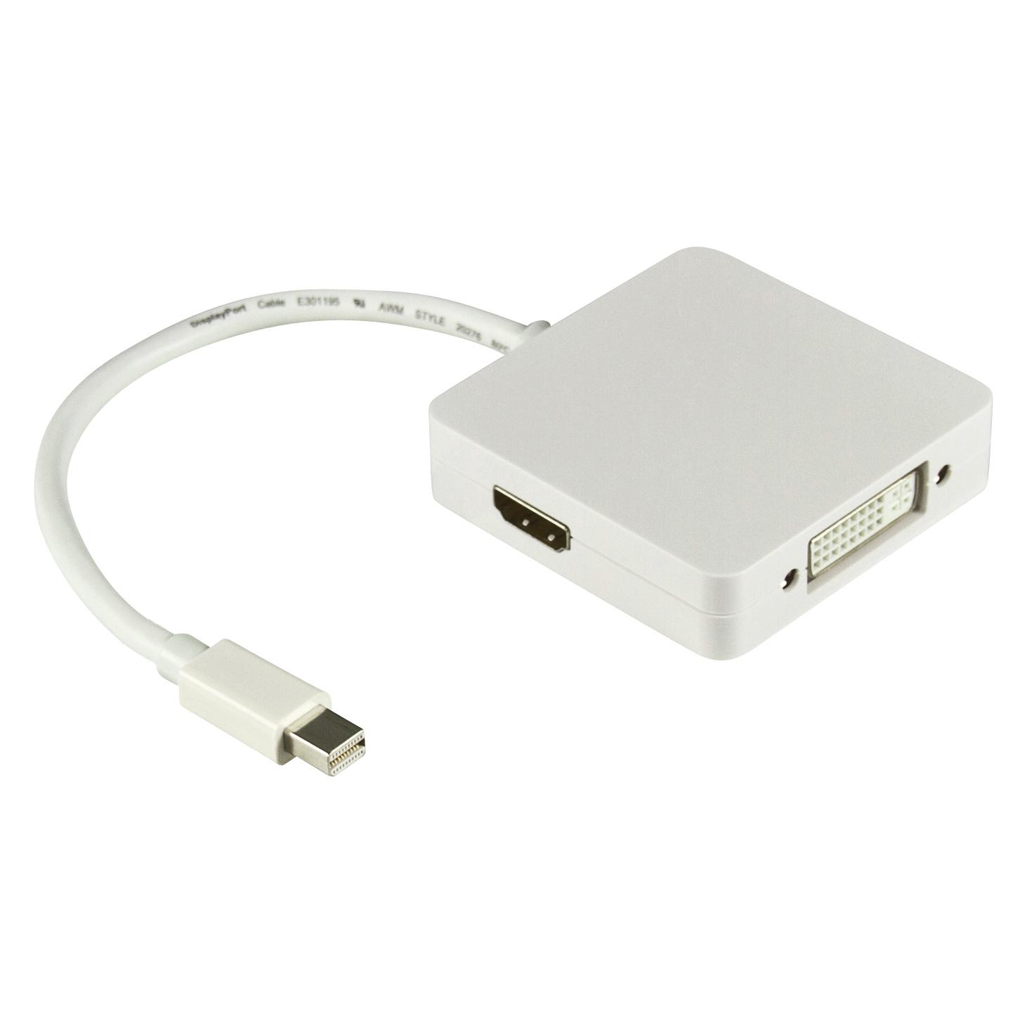 Deltaco DP-MULTI1 Videokabel-Adapter 0,2 m Mini DisplayPort DisplayPort + DVI + HDMI Weiss (DisplayPort, DVI, HDMI) (DP-MULTI1)