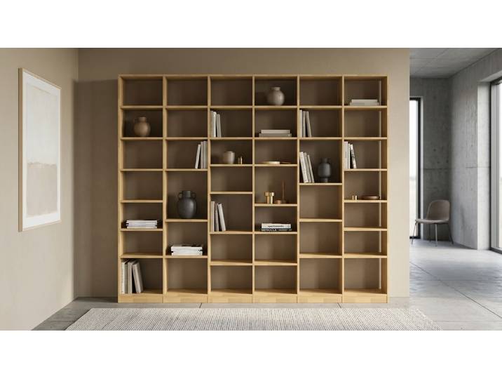 Bibliothèque blanche sur mesure Pickawood™ Hêtre Naturel huilé