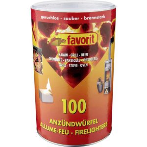 Favorit Grillanzünder 1215, extra brennstark, Würfel, Paraffinbasis, 8-10 Min. Brenndauer, Dose, 100 Stück
